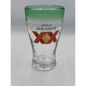 Dos Equis XX Cerveza Beer Glass Green Rim Clear Pilsner Barware Logo Glassware16